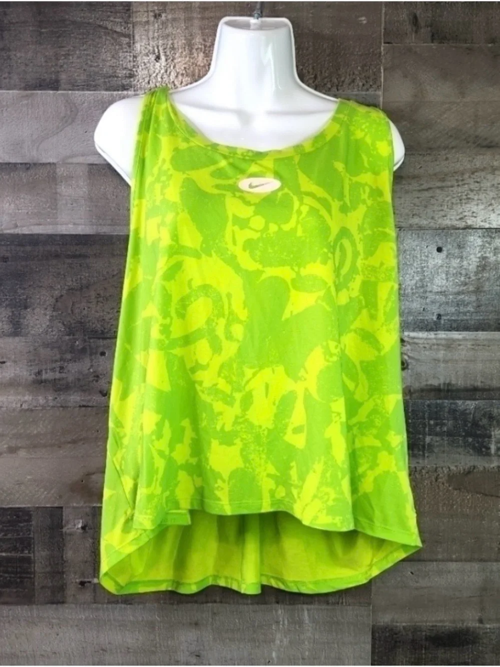 Nike Women's Bright Lime Patterned Athletic Tank Top